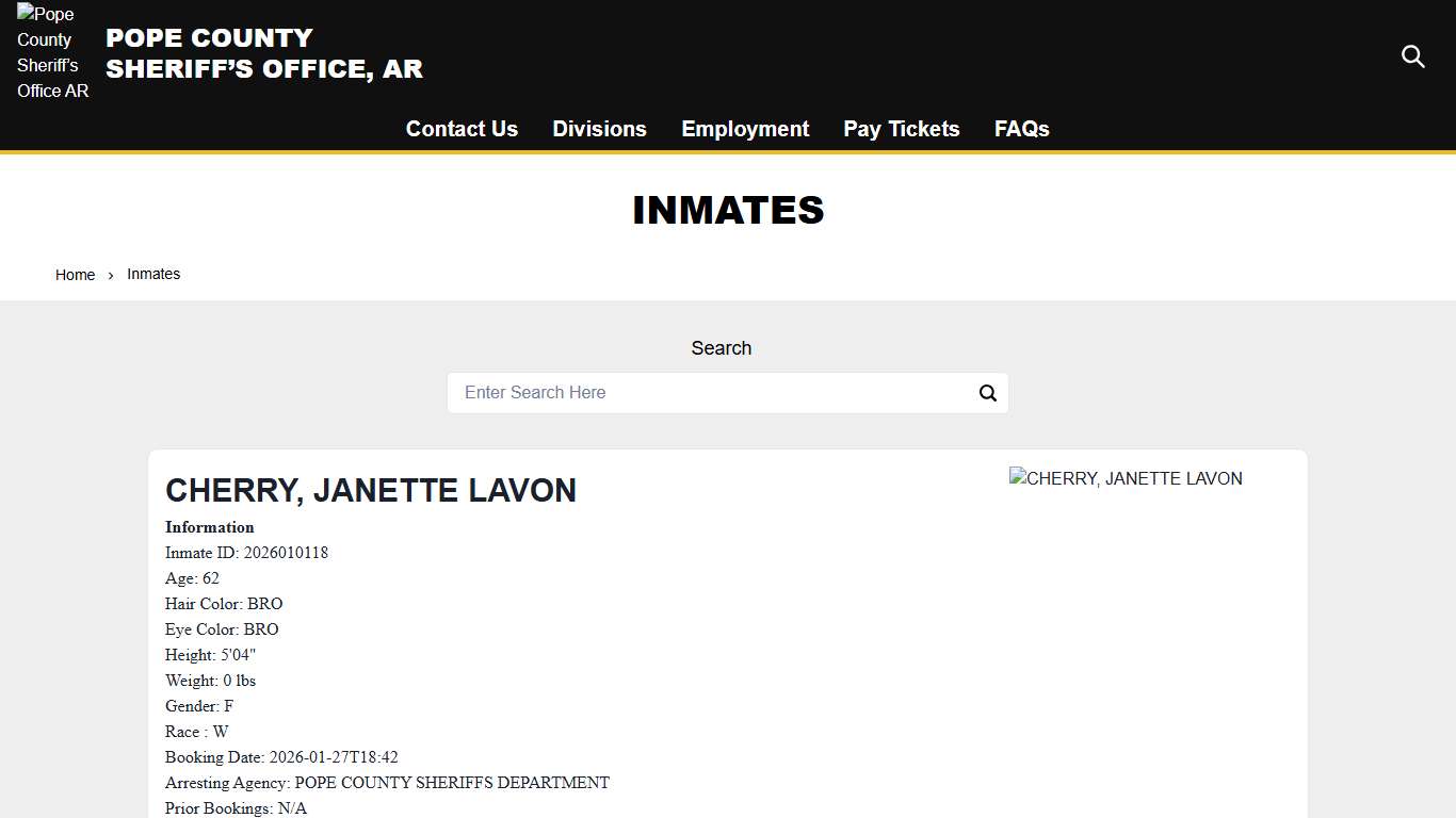 Inmates Pope County Sheriff’s Office AR